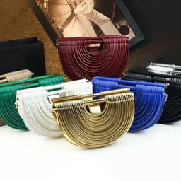 Half-Moon Statement Handle Bag with Layered Design