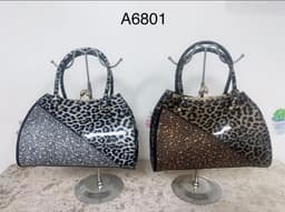 Glossy Animal Print Structured Handbag